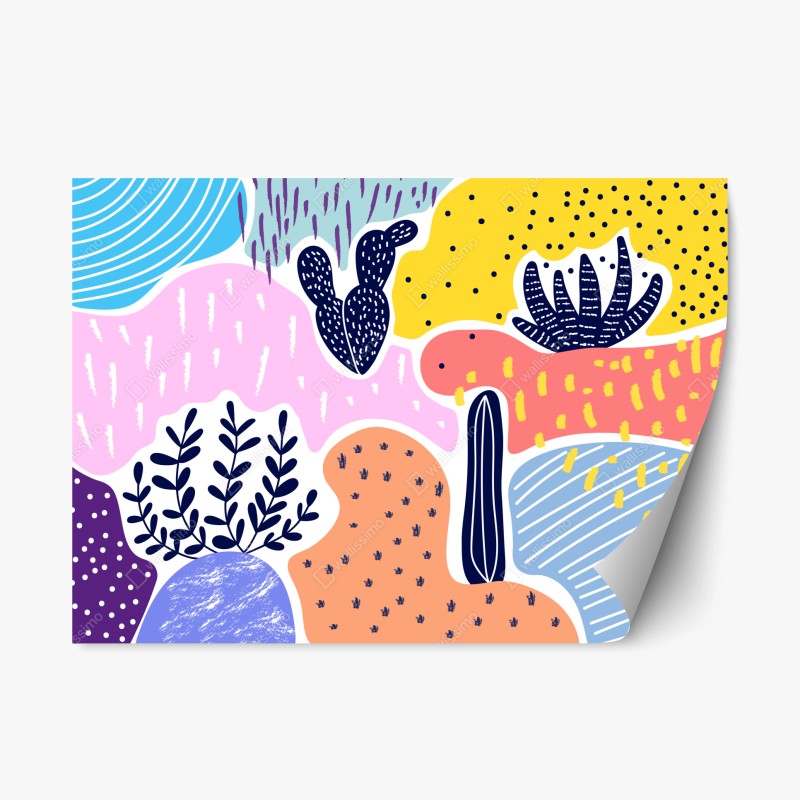 Naklejka repozycjonowalna zabawny abstrakcyjny wzór roślinny