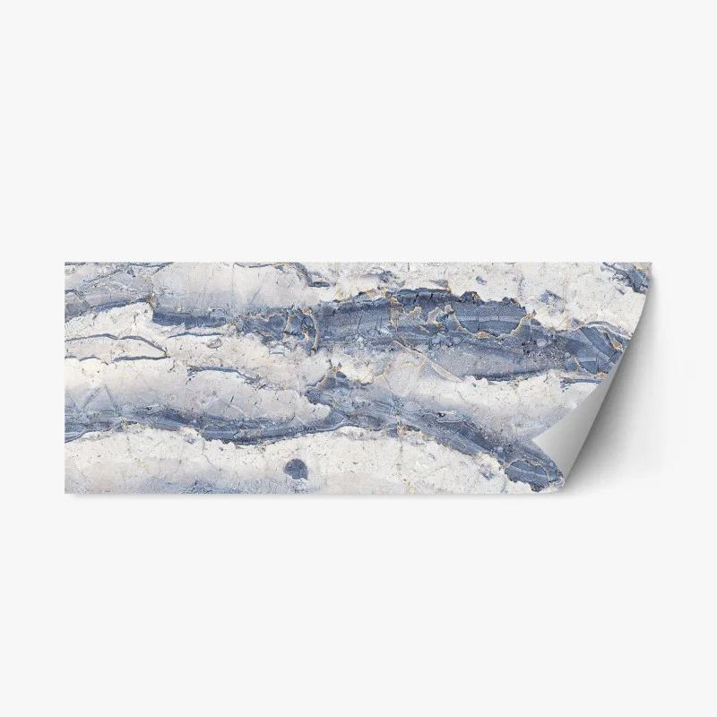 Naklejka repozycjonowalna niebieski marmur ze złotymi żyłami