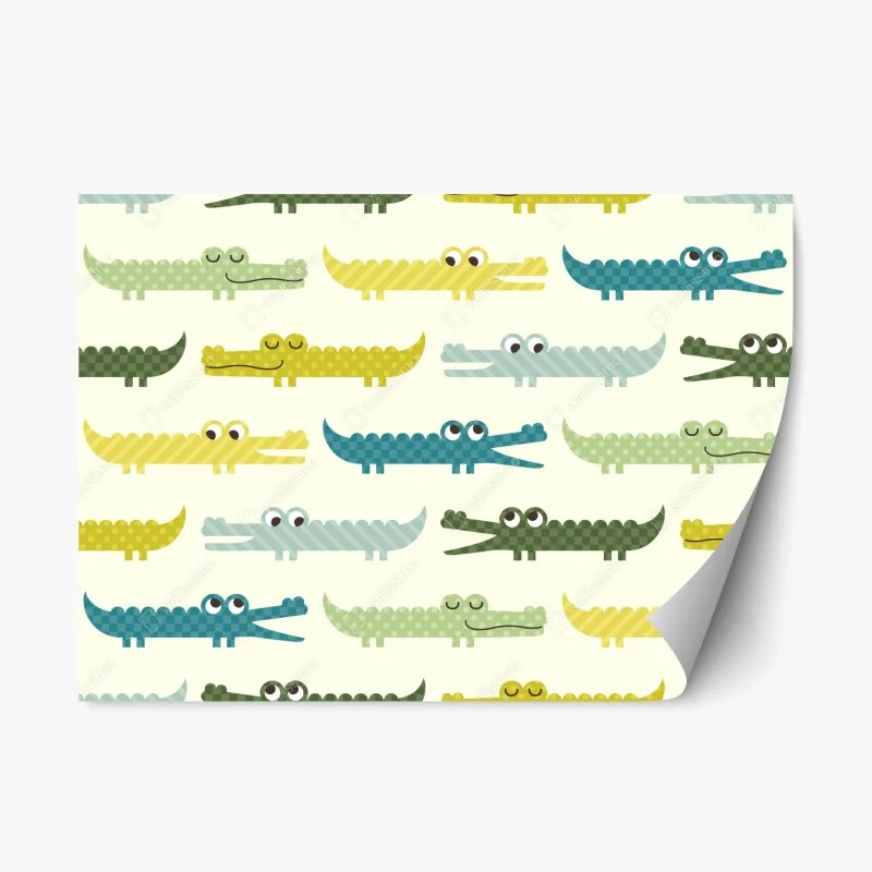 Naklejka repozycjonowalna wesoły wzór krokodyli do pokoju dziecięcego