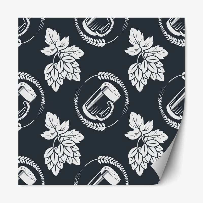 Naklejka repozycjonowalna wzór z piwem i chmielem