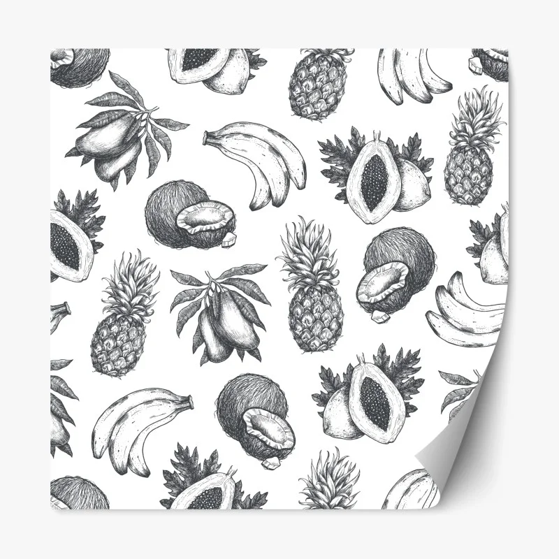 Naklejka repozycjonowalna ręcznie rysowany wzór tropikalnych owoców