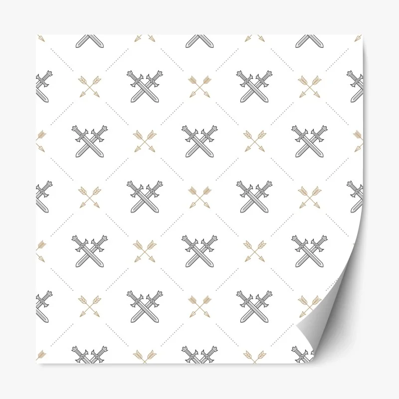 Naklejka repozycjonowalna wzór z połączonymi mieczami i strzałami