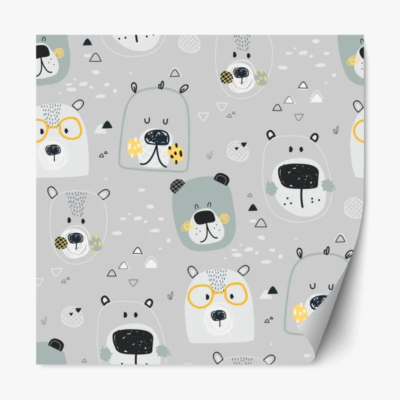 Naklejka repozycjonowalna wzór z zabawnymi misiami do pokoju dziecięcego