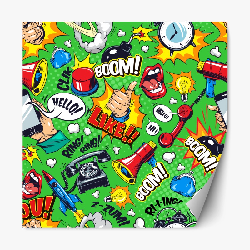 Naklejka repozycjonowalna komiksowy wzór pop art z eksplozjami