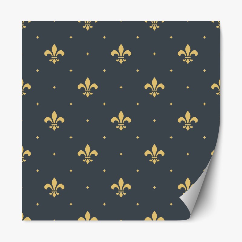 Naklejka repozycjonowalna złoty wzór lilii na ciemnym tle