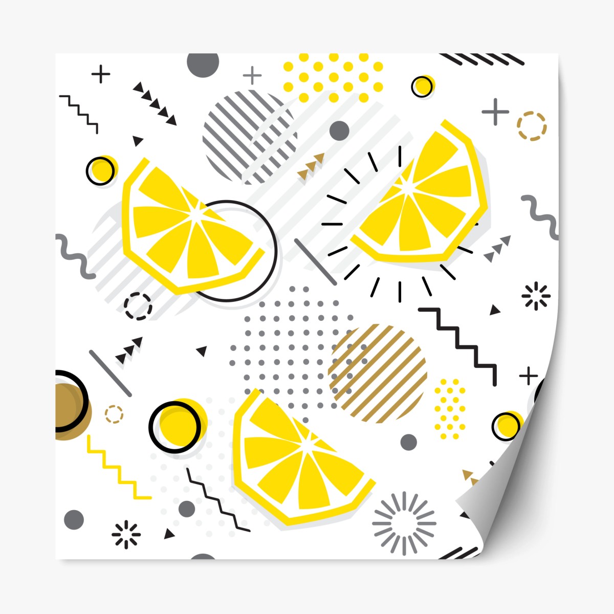 Naklejka repozycjonowalna żywy cytrusowy wzór geometryczny – Wallissimo®