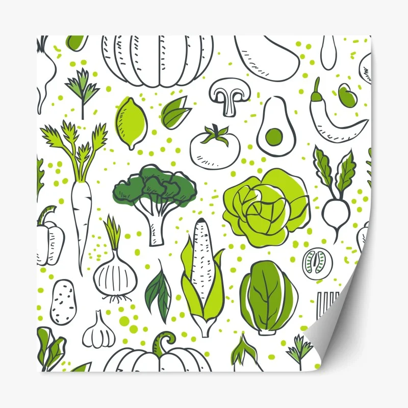 Naklejka repozycjonowalna wzór z zielonymi warzywami