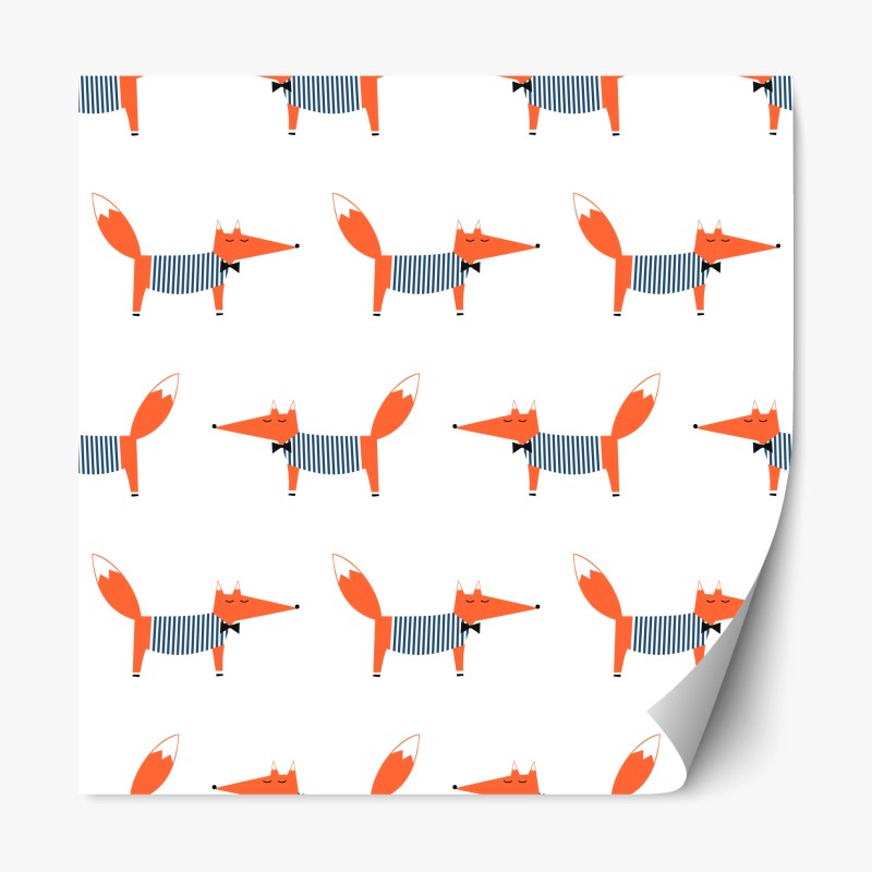 Naklejka repozycjonowalna uroczy pasiasty wzór z lisem