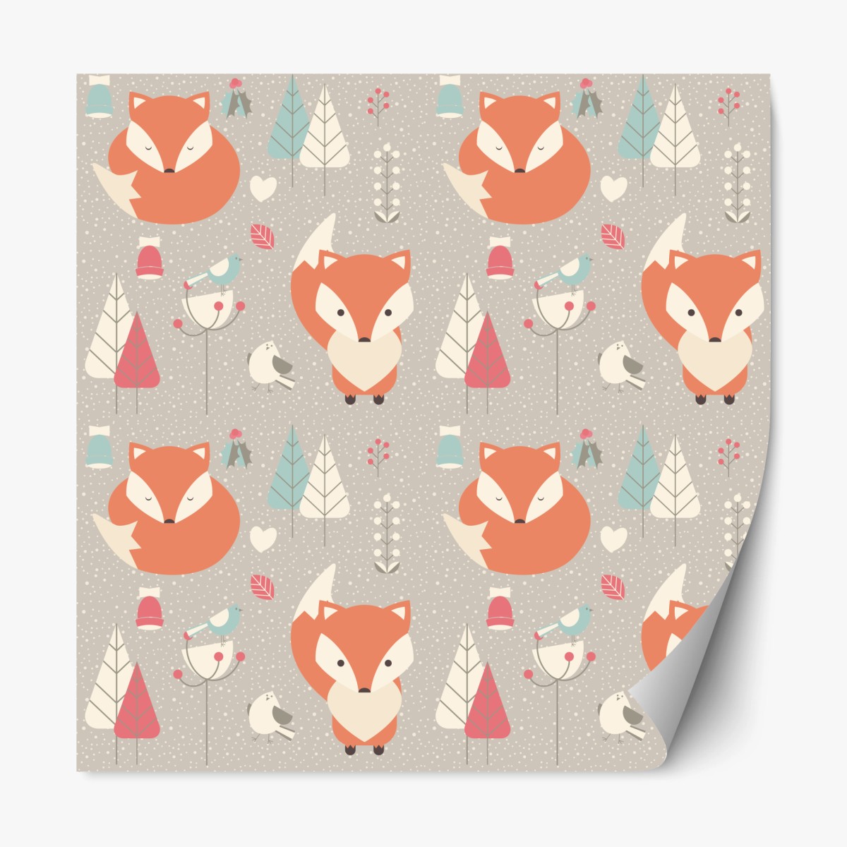 Naklejka repozycjonowalna uroczy leśny wzór z lisami – Wallissimo®