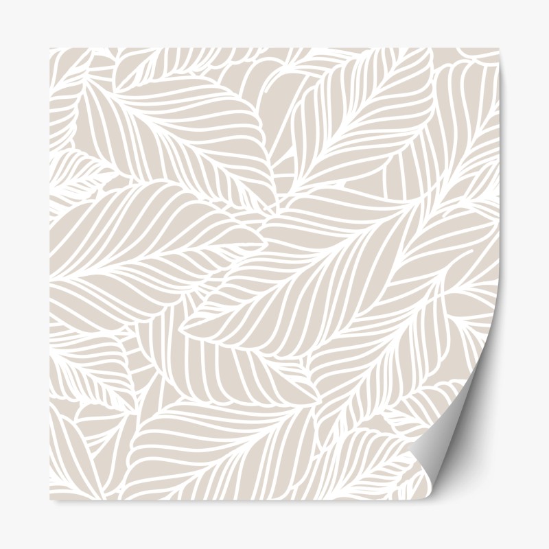 Naklejka repozycjonowalna beżowy botaniczny wzór liści