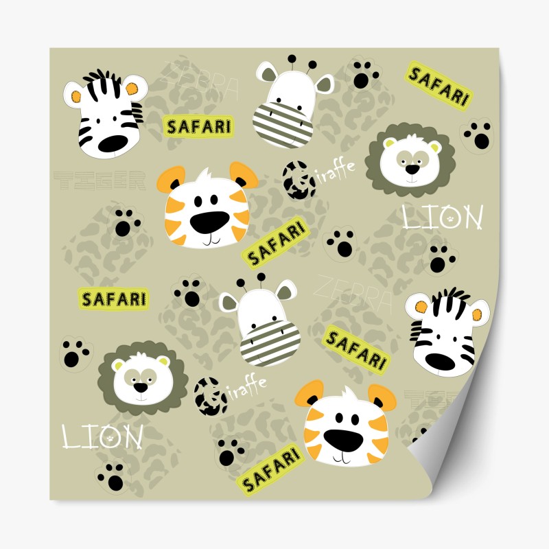 Naklejka repozycjonowalna uroczy wzór safari dla dzieci