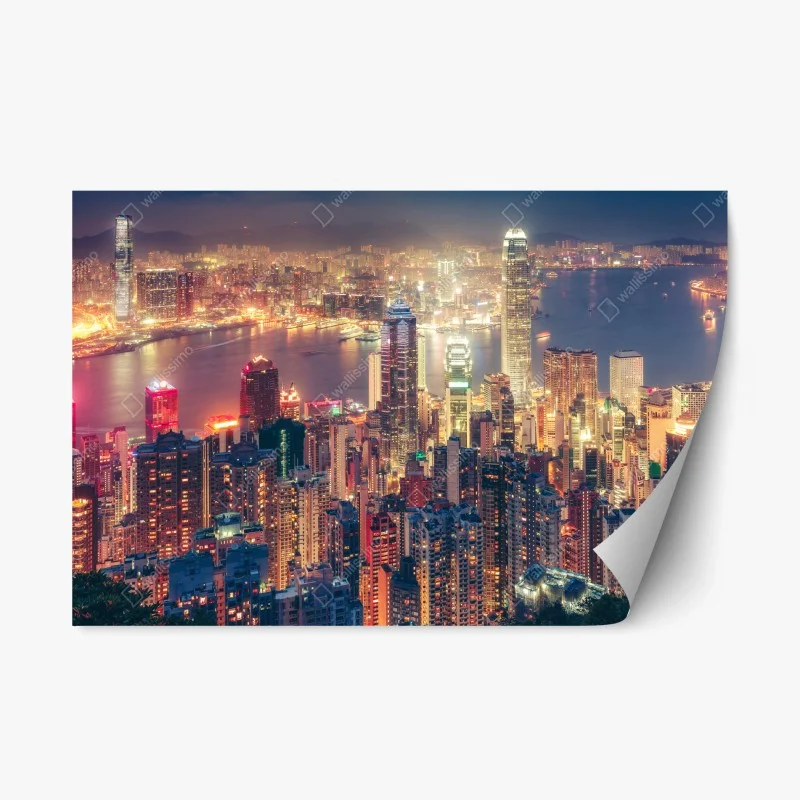 Naklejka repozycjonowalna Hongkong nocny widok ze szczytu Victoria Peak