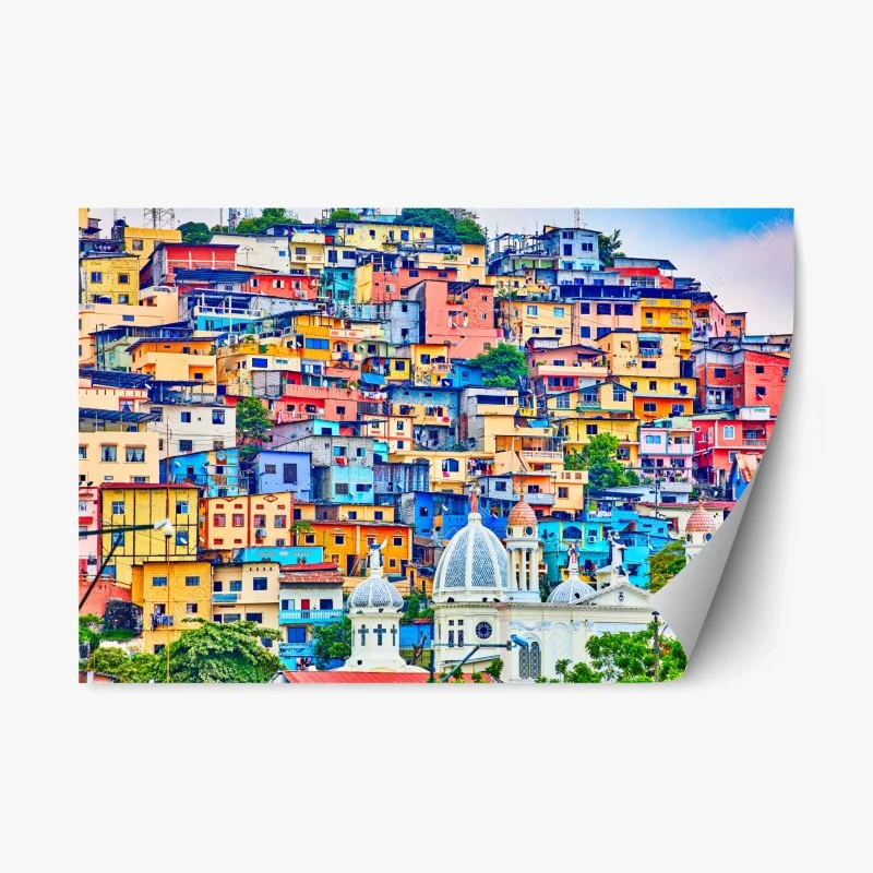 Naklejka repozycjonowalna kolorowe domy Las Peñas na wzgórzu Santa Ana, Guayaquil