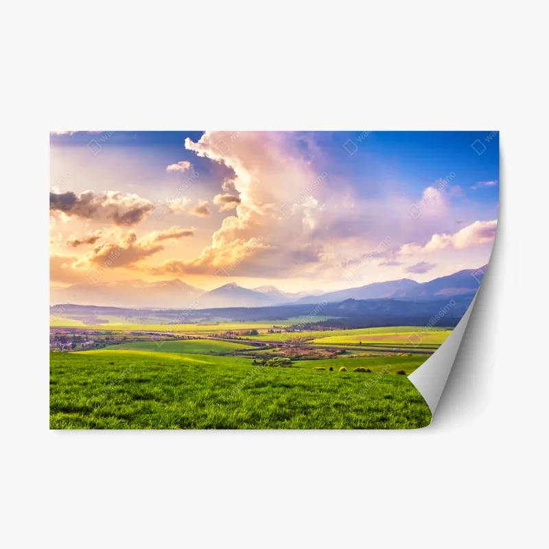 Naklejka repozycjonowalna panorama wiosennej doliny górskiej, Tatry Słowacja