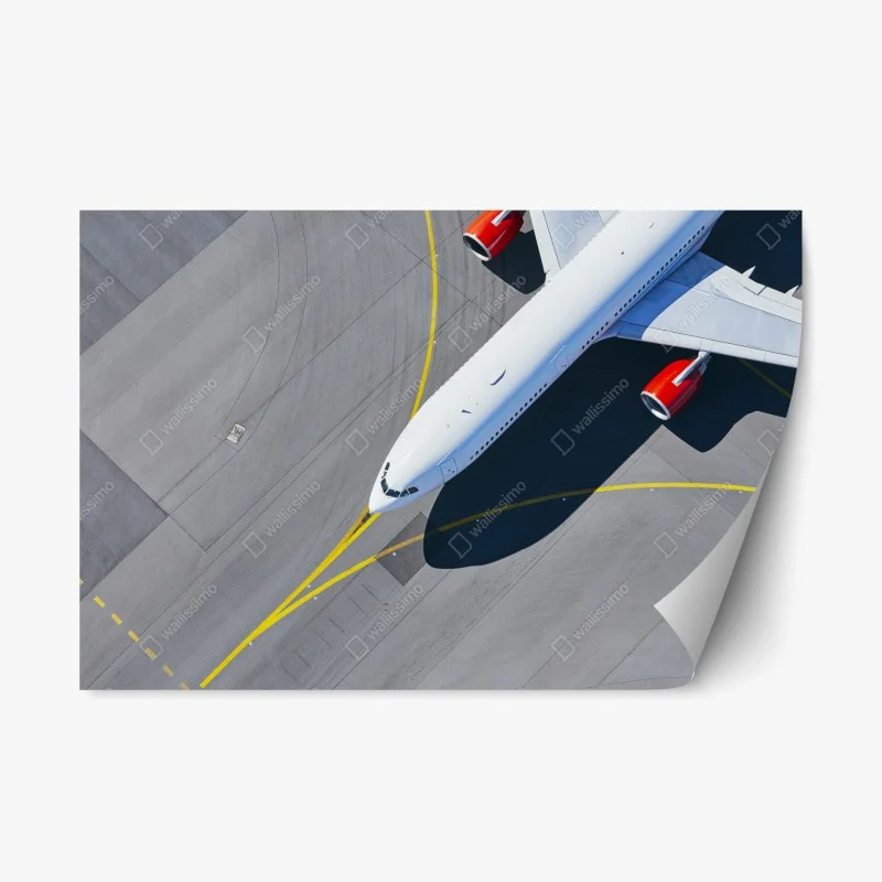 Naklejka repozycjonowalna widok z lotu ptaka na samolot na płycie lotniska