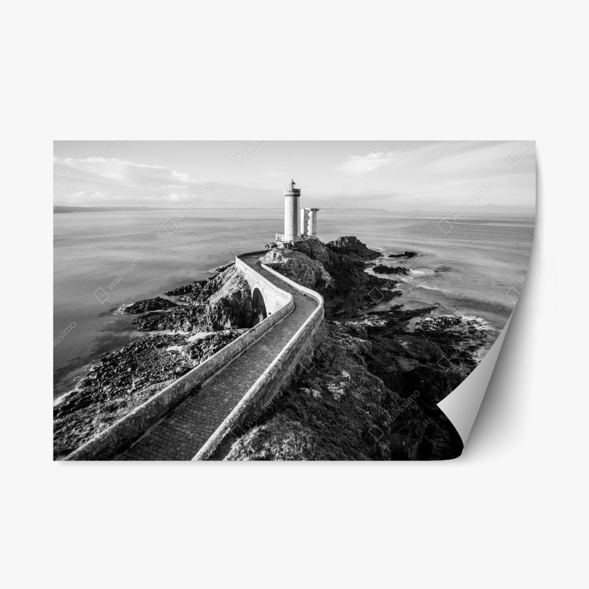 Naklejka repozycjonowalna latarnia morska na skalistym wybrzeżu – Wallissimo®