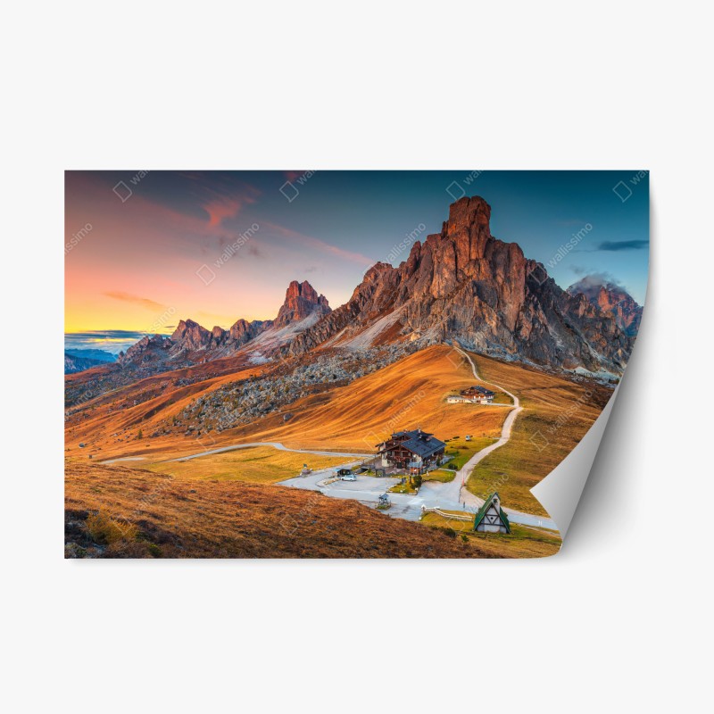 Naklejka repozycjonowalna zachód słońca nad Passo Giau, Dolomity