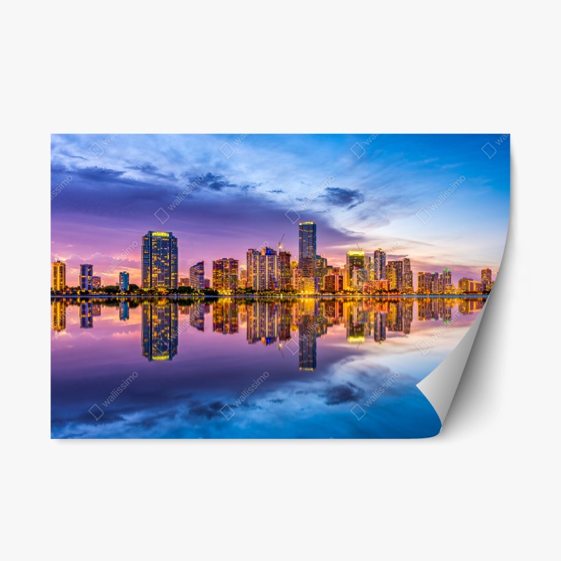Naklejka repozycjonowalna Miami panorama odbita w Biscayne Bay
