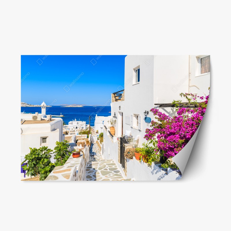 Naklejka repozycjonowalna słoneczna uliczka w Mykonos