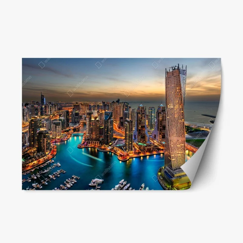 Naklejka repozycjonowalna Dubaj marina wieczorna panorama