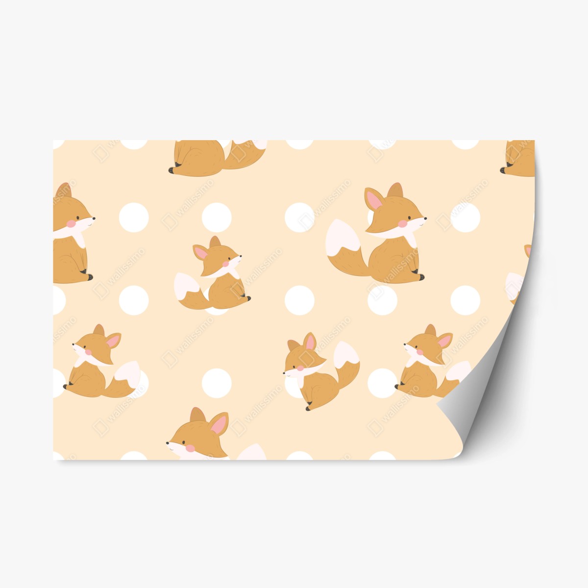 Naklejka repozycjonowalna wzór z uroczymi lisami w pastelowym beżu – Wallissimo®