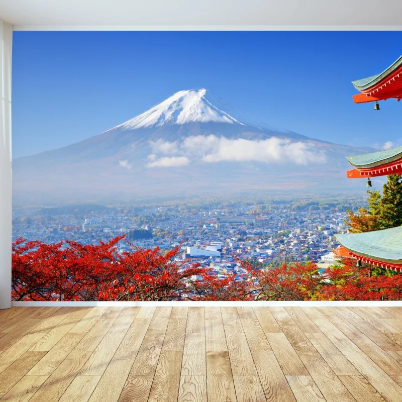 Fototapeta Góra Fuji pagoda jesienny widok
