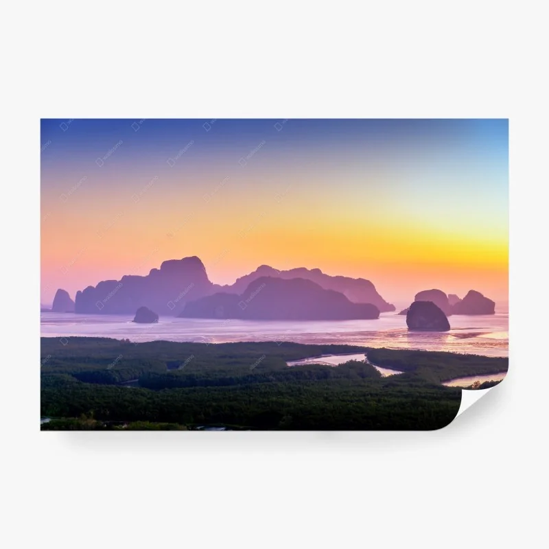 Fototapeta wschód słońca nad wyspami Phang Nga Bay