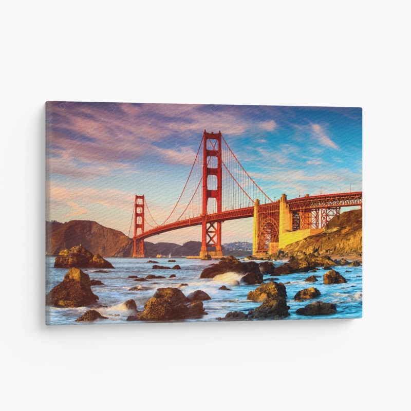Obraz na płótnie Golden Gate Bridge o zachodzie słońca