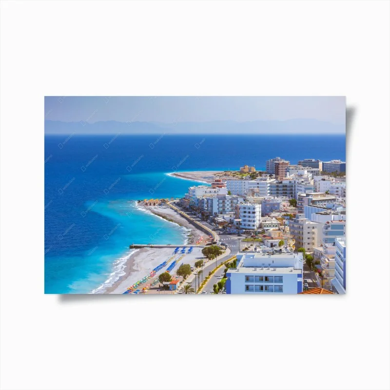Plakat plaża Elli, Rodos panorama nadmorska