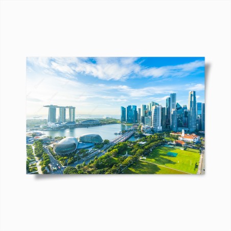 Plakat panorama Singapuru nad Marina Bay – Wallissimo®