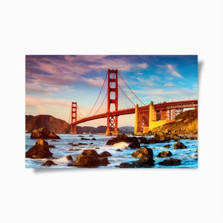 Plakat Golden Gate Bridge o zachodzie słońca – Wallissimo®