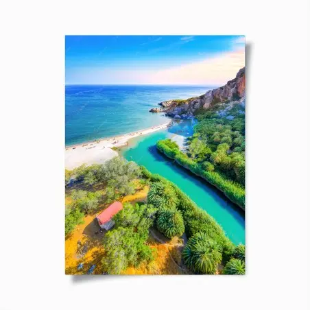 Plakat turkusowa laguna nad plażą – Wallissimo®