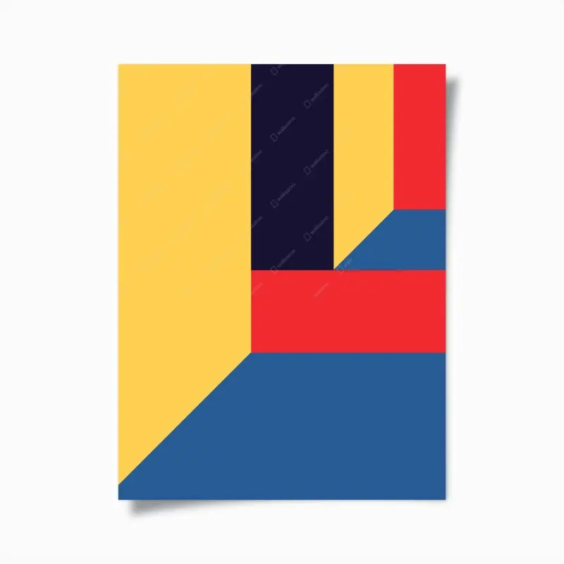 Plakat odważne geometryczne bloki kolorów w perspektywie
