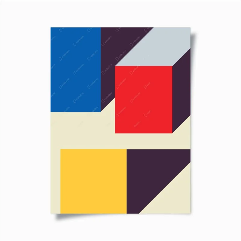 Plakat geometryczna kostka w perspektywie