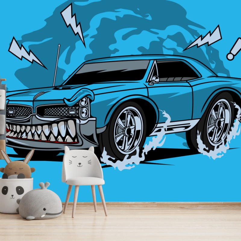 Fototapeta niebieski muscle car pop art