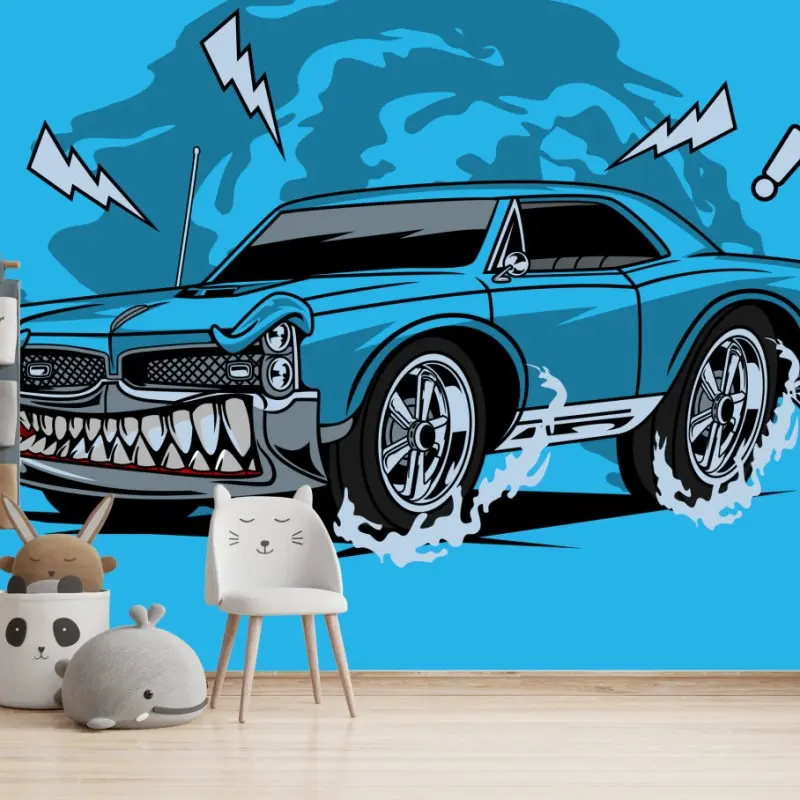 Fototapeta niebieski muscle car pop art