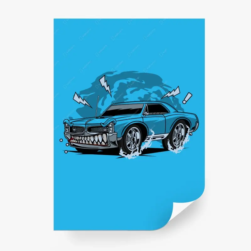 Fototapeta niebieski muscle car pop art