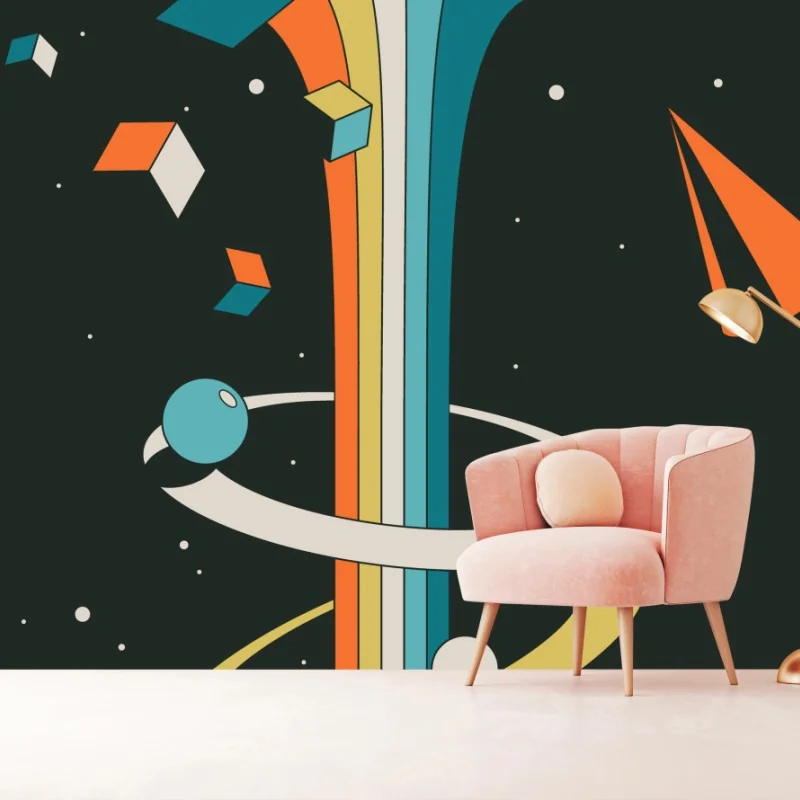 Fototapeta retro geometryczny kosmiczny przepływ