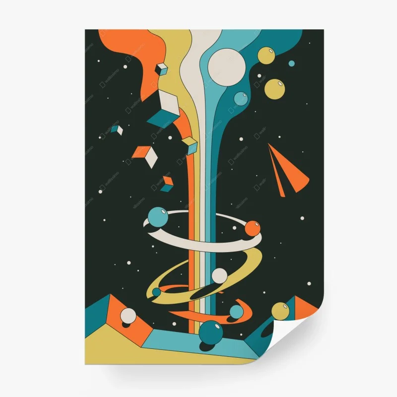 Fototapeta retro geometryczny kosmiczny przepływ