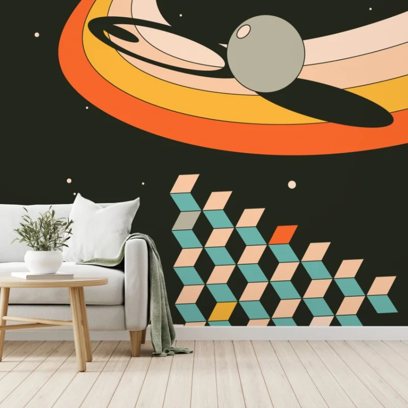 Fototapeta retro geometryczna kompozycja kosmiczna