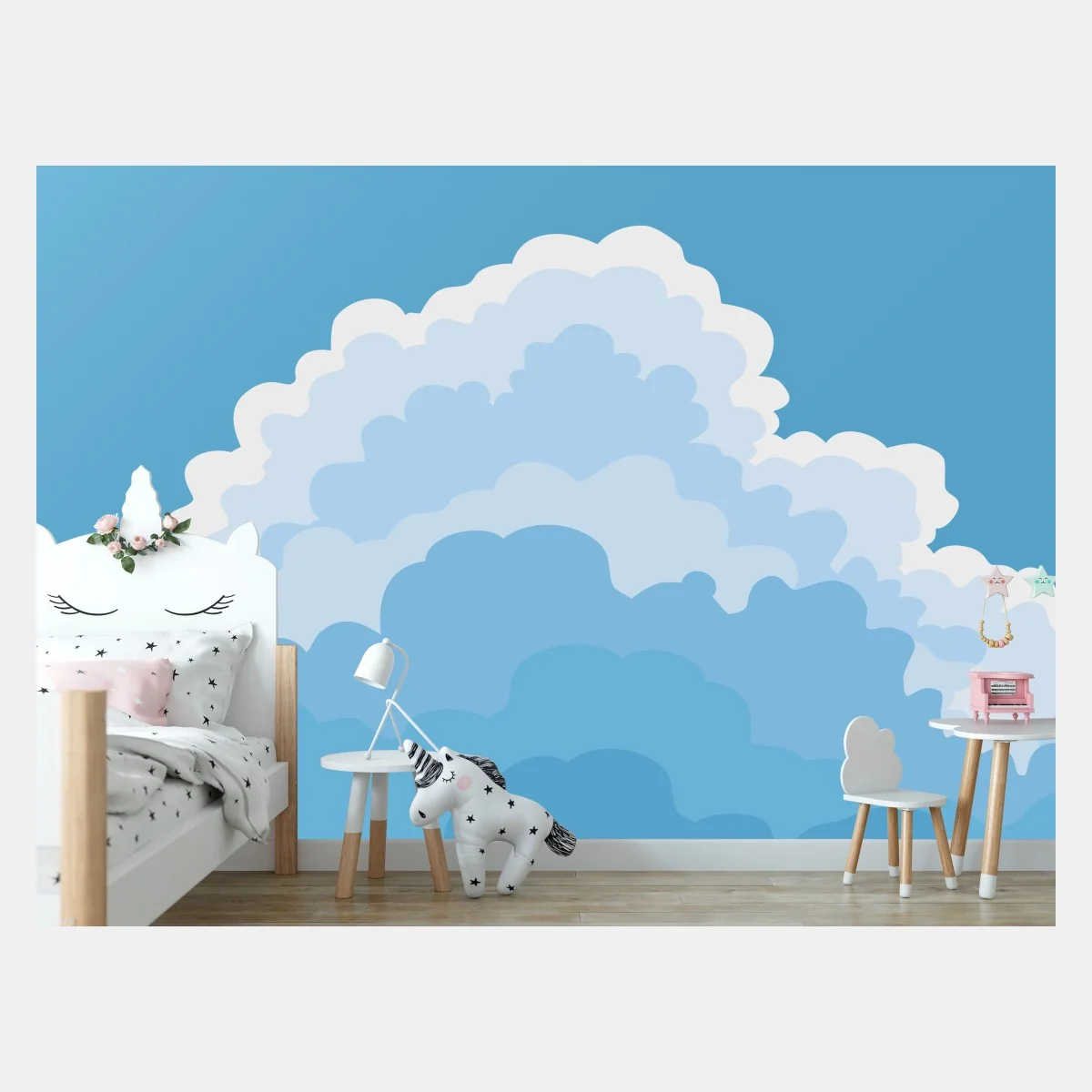 Fototapeta błękitne chmury z samolotem – Wallissimo® Fototapeta błękitne chmury z samolotem – Wallissimo®