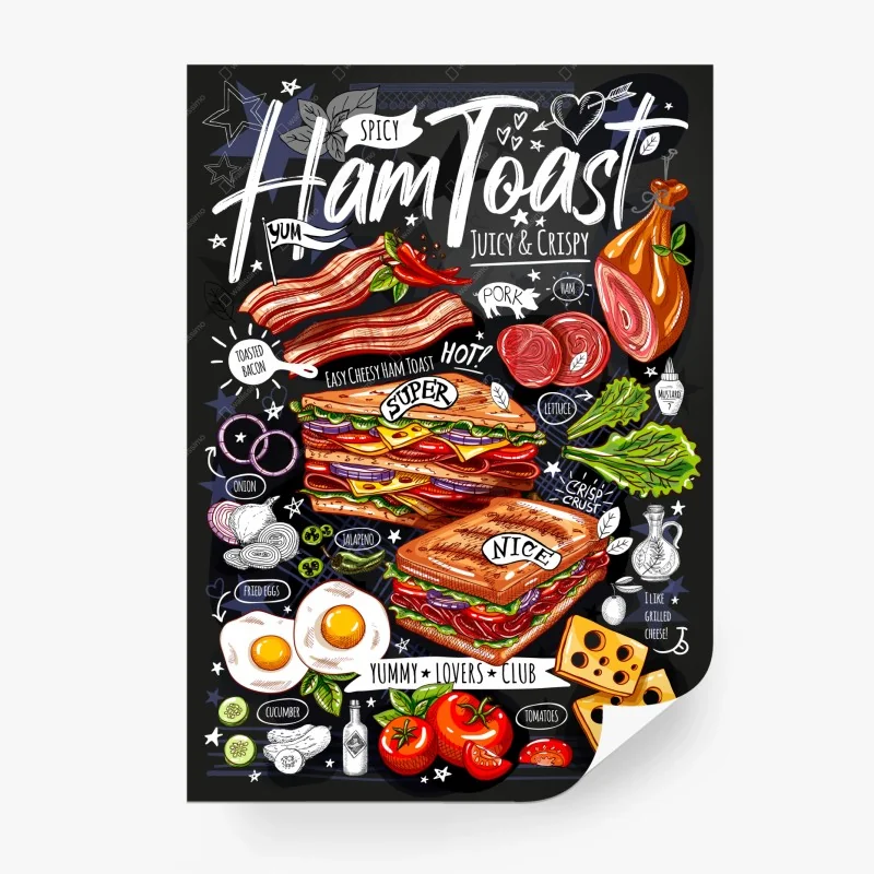 Fototapeta soczysty tost z szynką