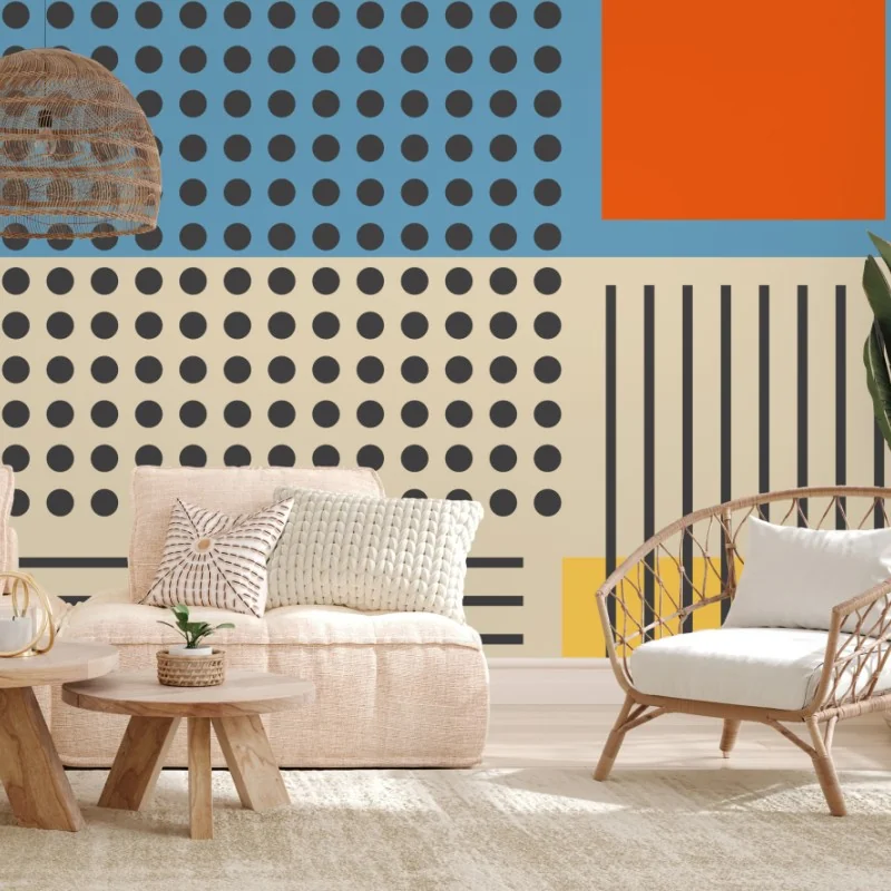 Fototapeta geometryczna abstrakcja w stylu mid-century