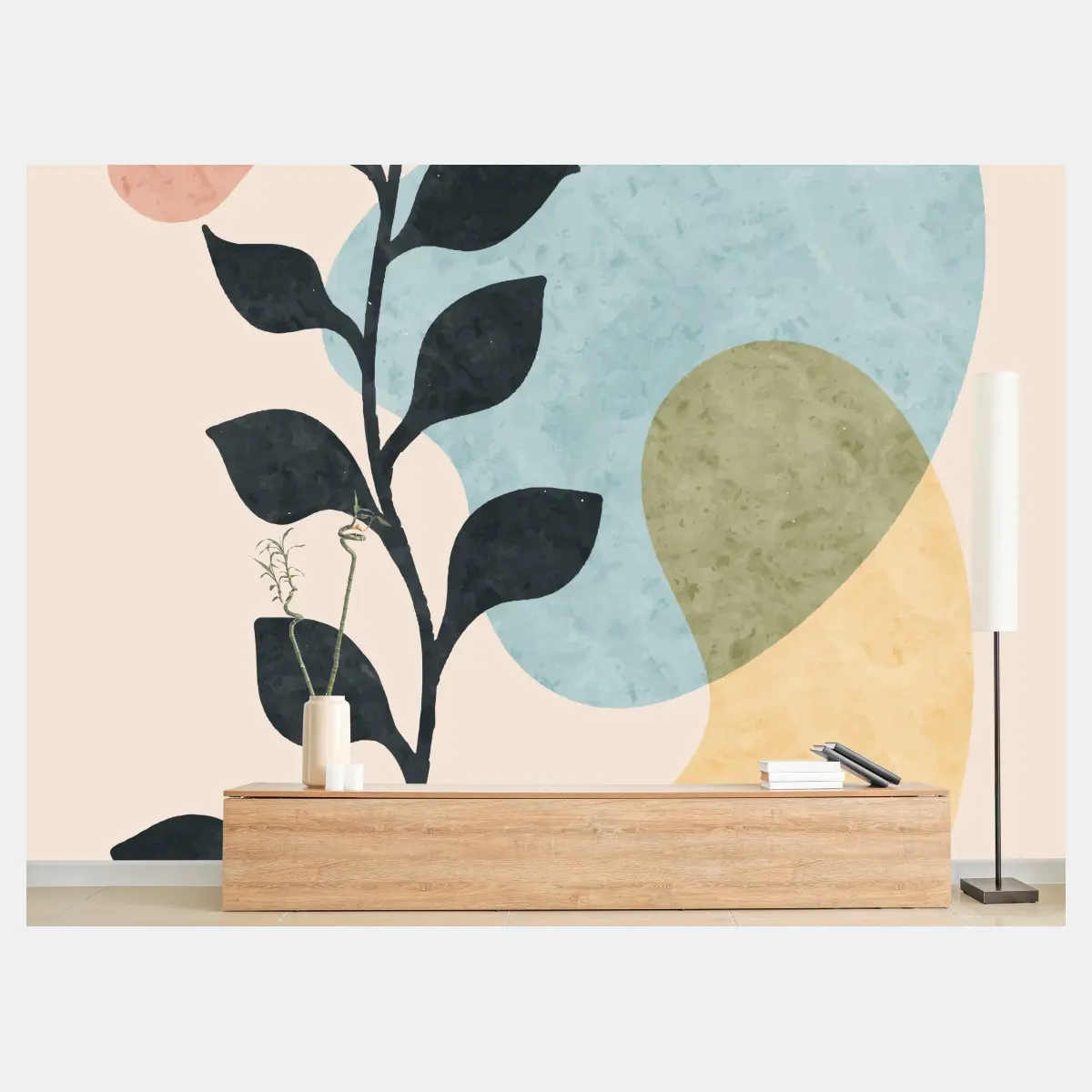 Fototapeta abstrakcyjna boho grafika liści – Wallissimo®
