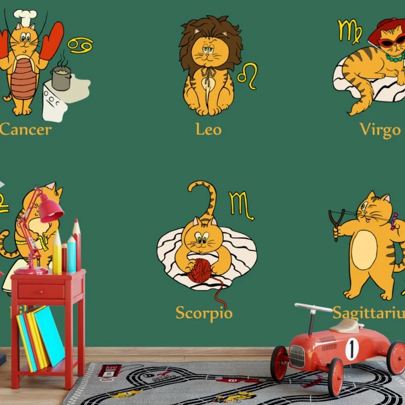 Fototapeta wesołe koty zodiaku dekoracja ścienna