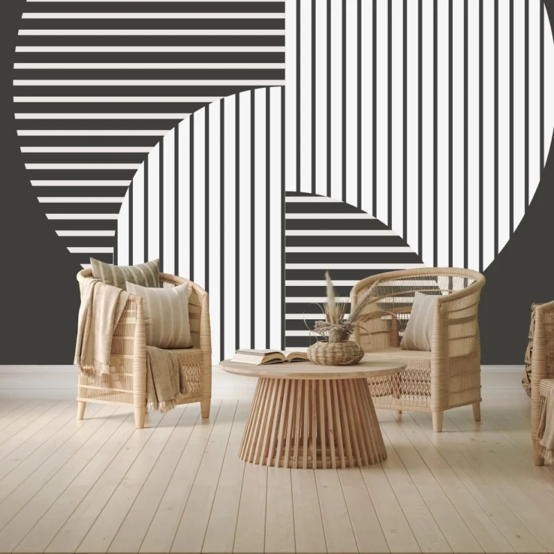 Fototapeta splatające się geometryczne koła w monochromie