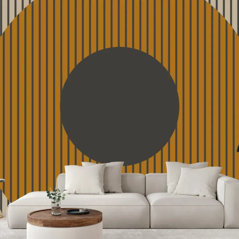 Fototapeta złote geometryczne koła na pasiastym tle