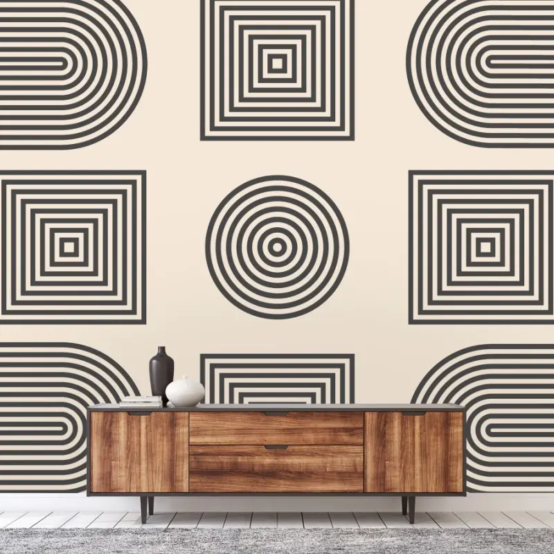 Fototapeta koncentryczny geometryczny wzór na beżowym tle