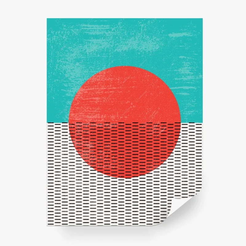 Fototapeta turkusowe słońce geometryczna grafika