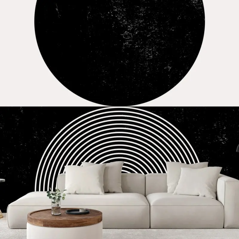 Fototapeta minimalistyczne czarno-białe koła geometryczne